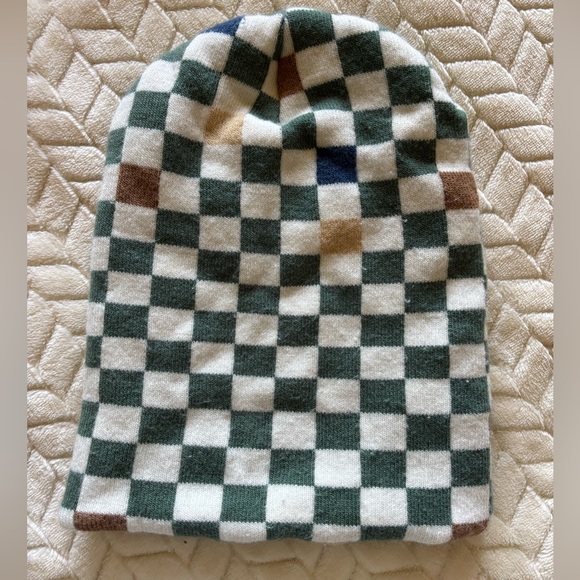 Vans Kids Checkered Beanie - Green, White, Brown - Picture 3 of 8